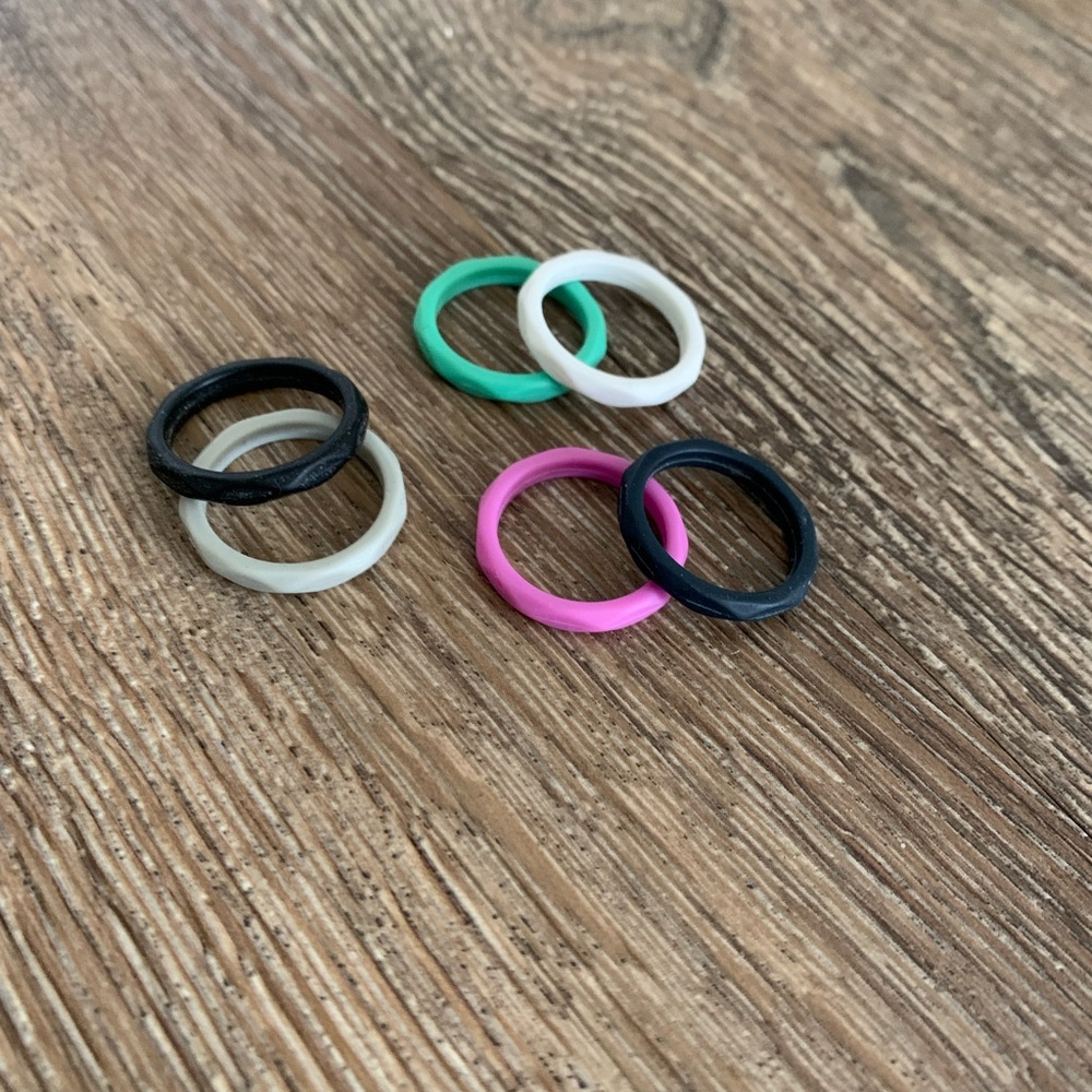 Silicone Rings Pack - Black, White, Pink, Green, Gray,Navy sz 7